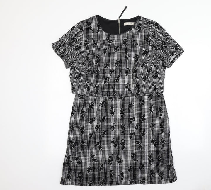 Oasis Womens Grey Floral Bodycon Size L