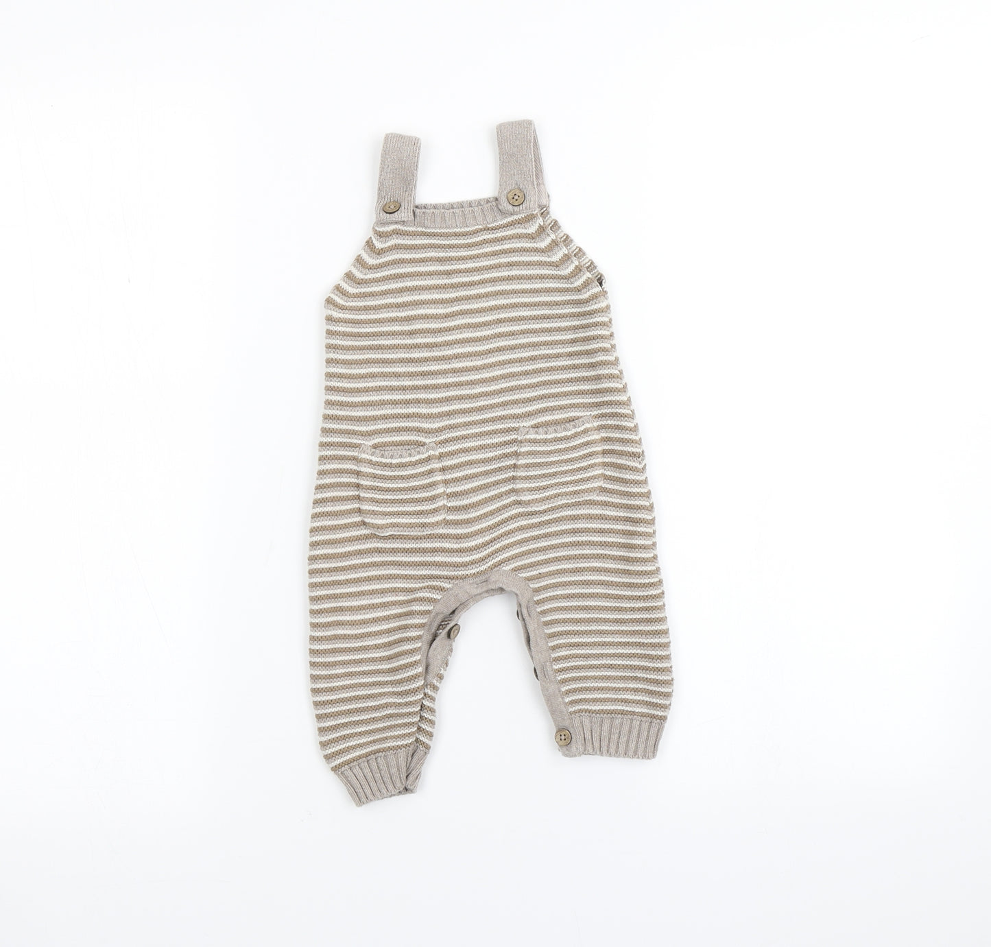 George Baby Brown Striped  Dungaree One-Piece Size 3-6 Months