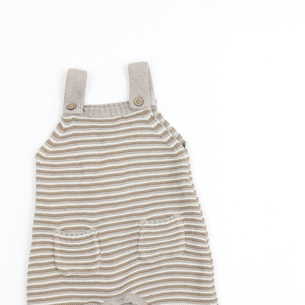George Baby Brown Striped  Dungaree One-Piece Size 3-6 Months