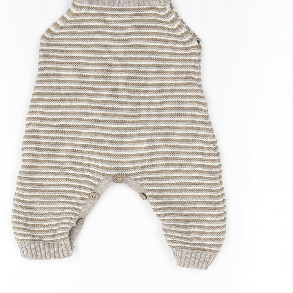George Baby Brown Striped  Dungaree One-Piece Size 3-6 Months