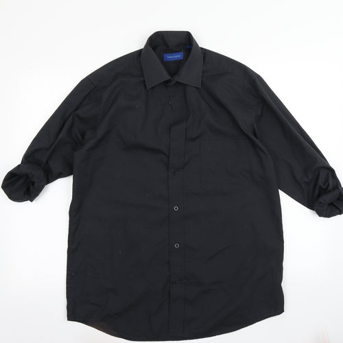 Peter England Mens Black    Button-Up Size 15.5