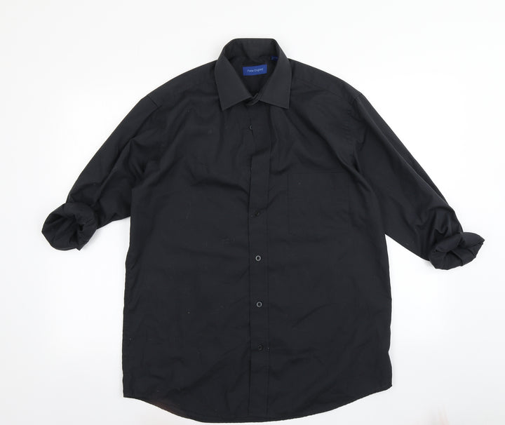 Peter England Mens Black Button-Up Size 15.5