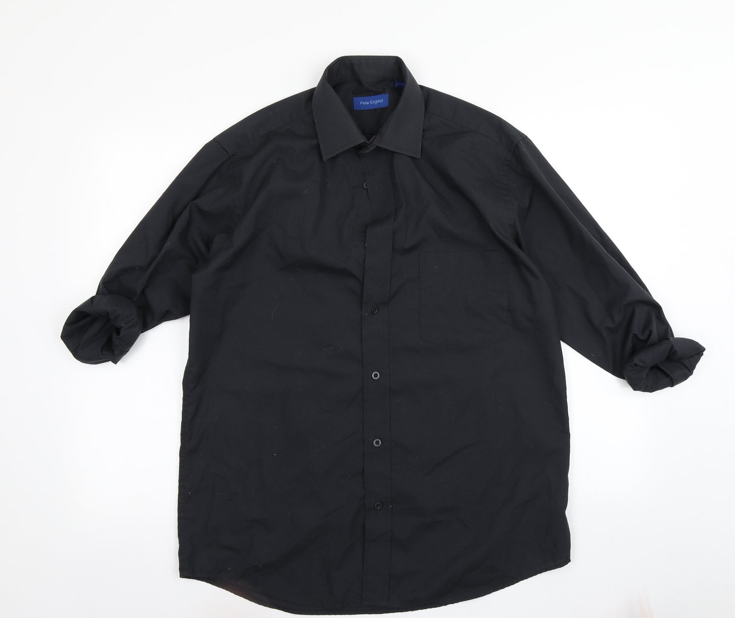 Peter England Mens Black    Button-Up Size 15.5