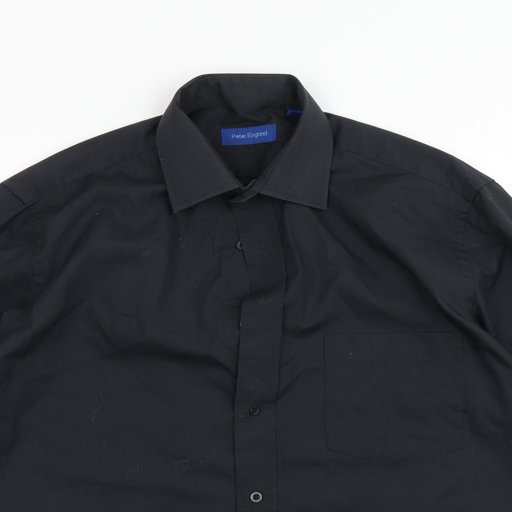 Peter England Mens Black    Button-Up Size 15.5