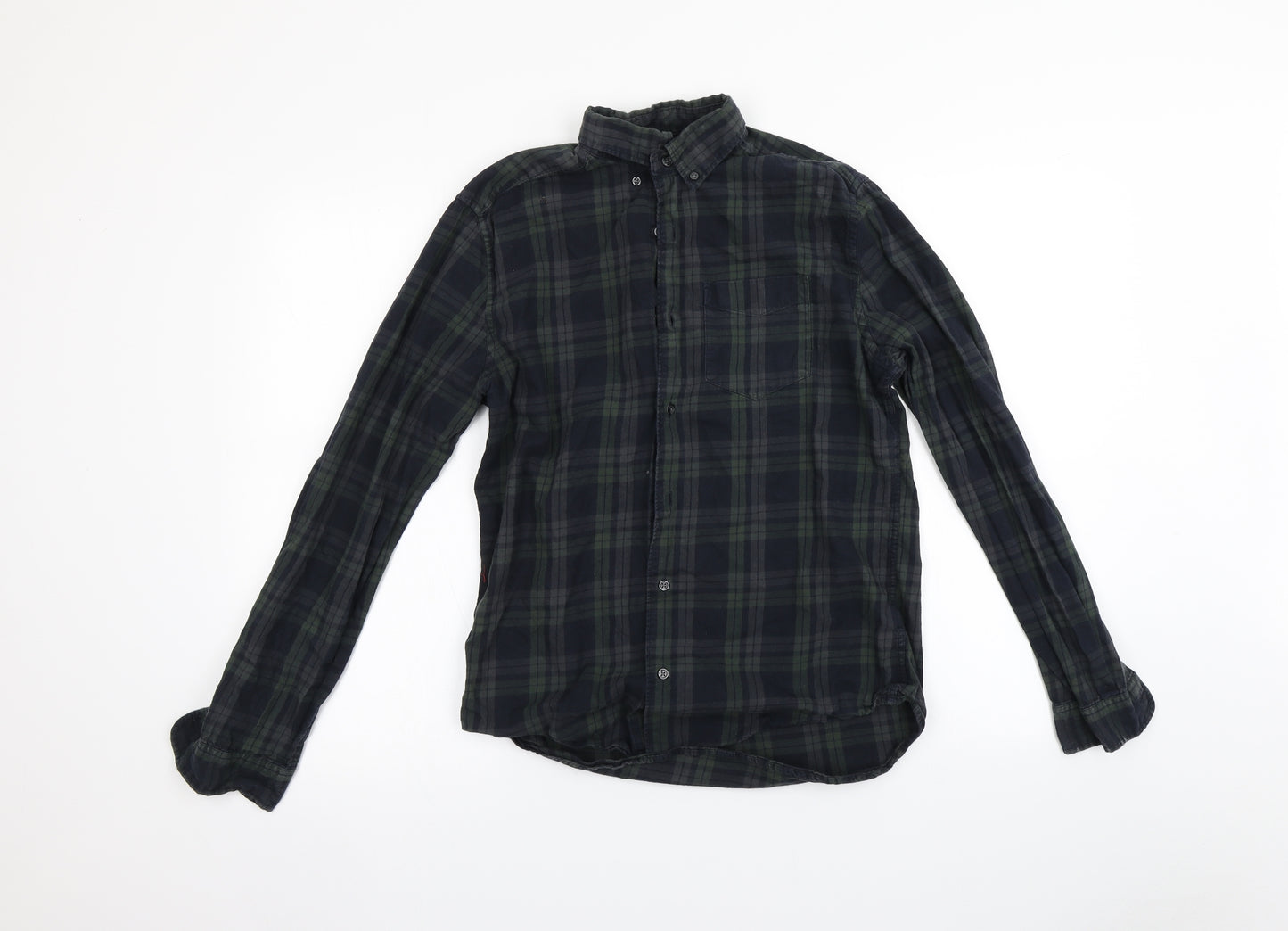 N ext Mens Green Check   Button-Up Size S
