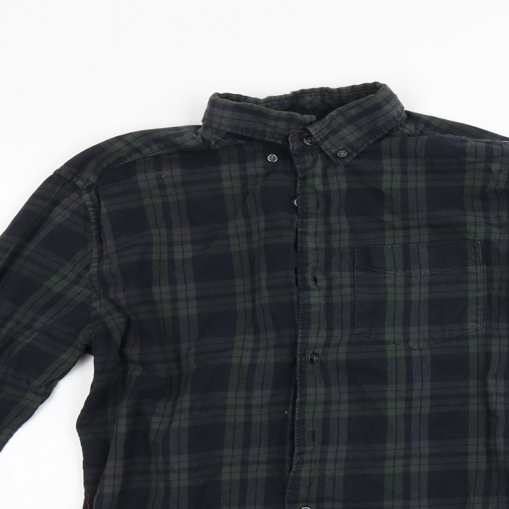 N ext Mens Green Check   Button-Up Size S