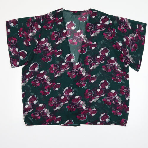Originals Womens Green Floral  Basic Blouse Size M