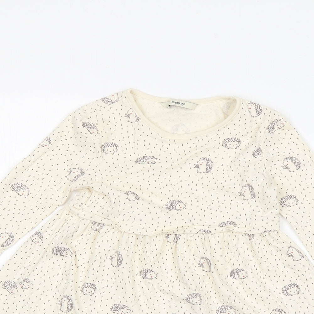 George Girls White   Basic T-Shirt Size 3-4 Years