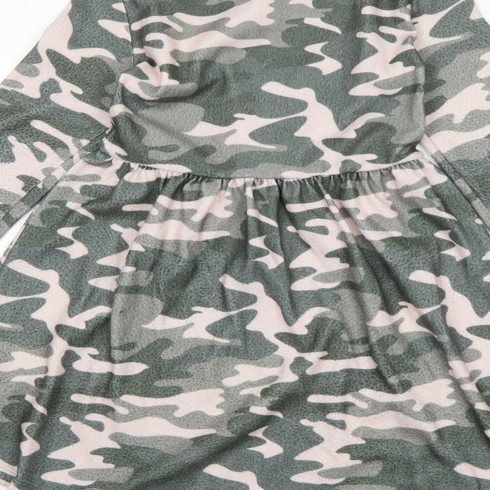 Matalan Girls Green Camouflage  A-Line  Size 10 Years