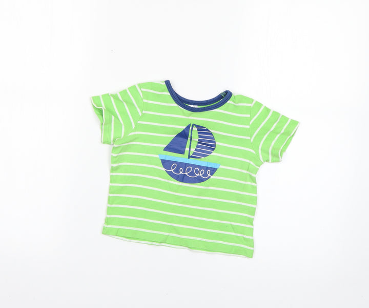 Mini Club Baby Green Striped Basic T-Shirt Size 18-24 Months