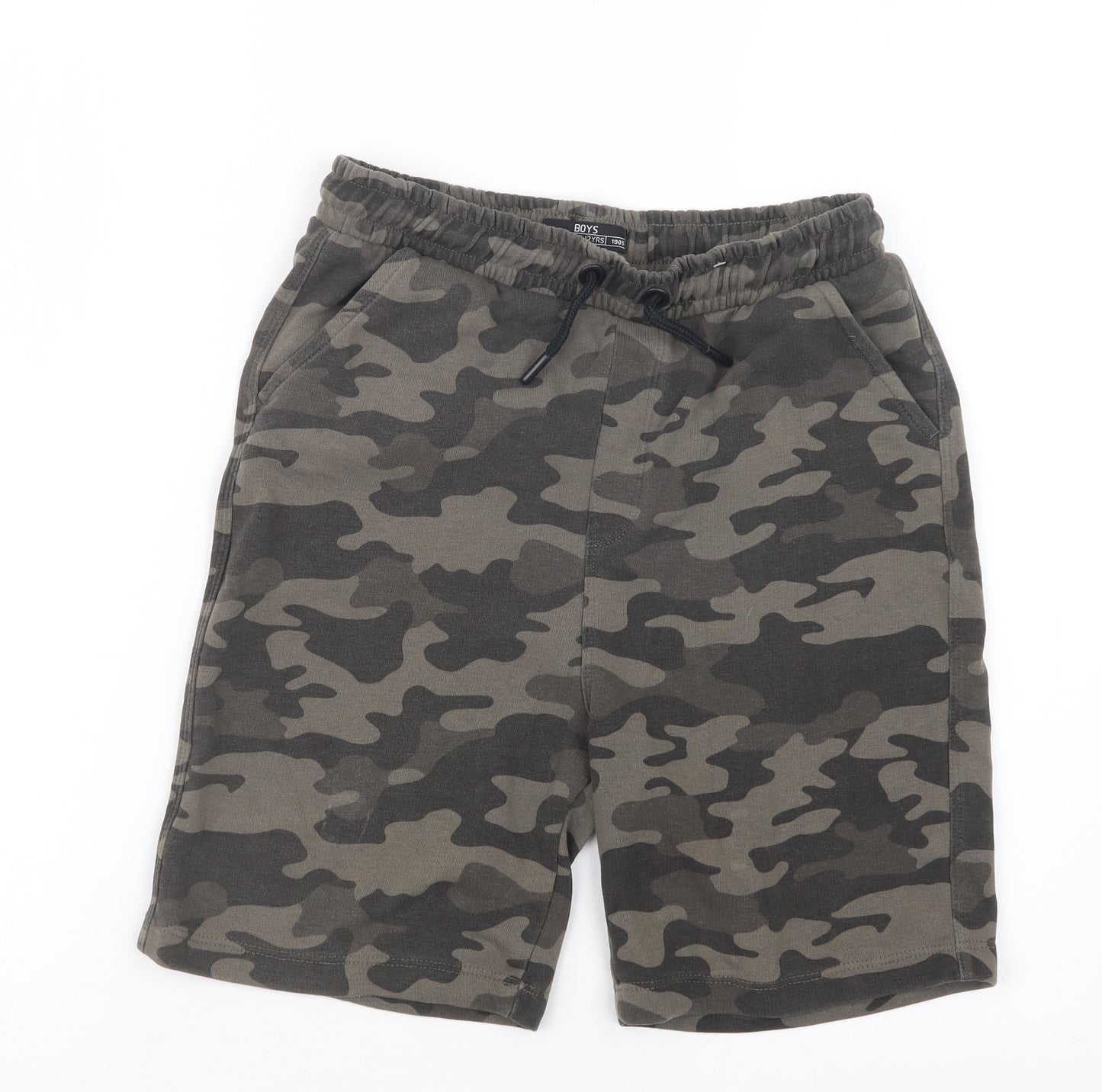 Matalan Boys Green Camouflage  Sweat Shorts Size 12 Years