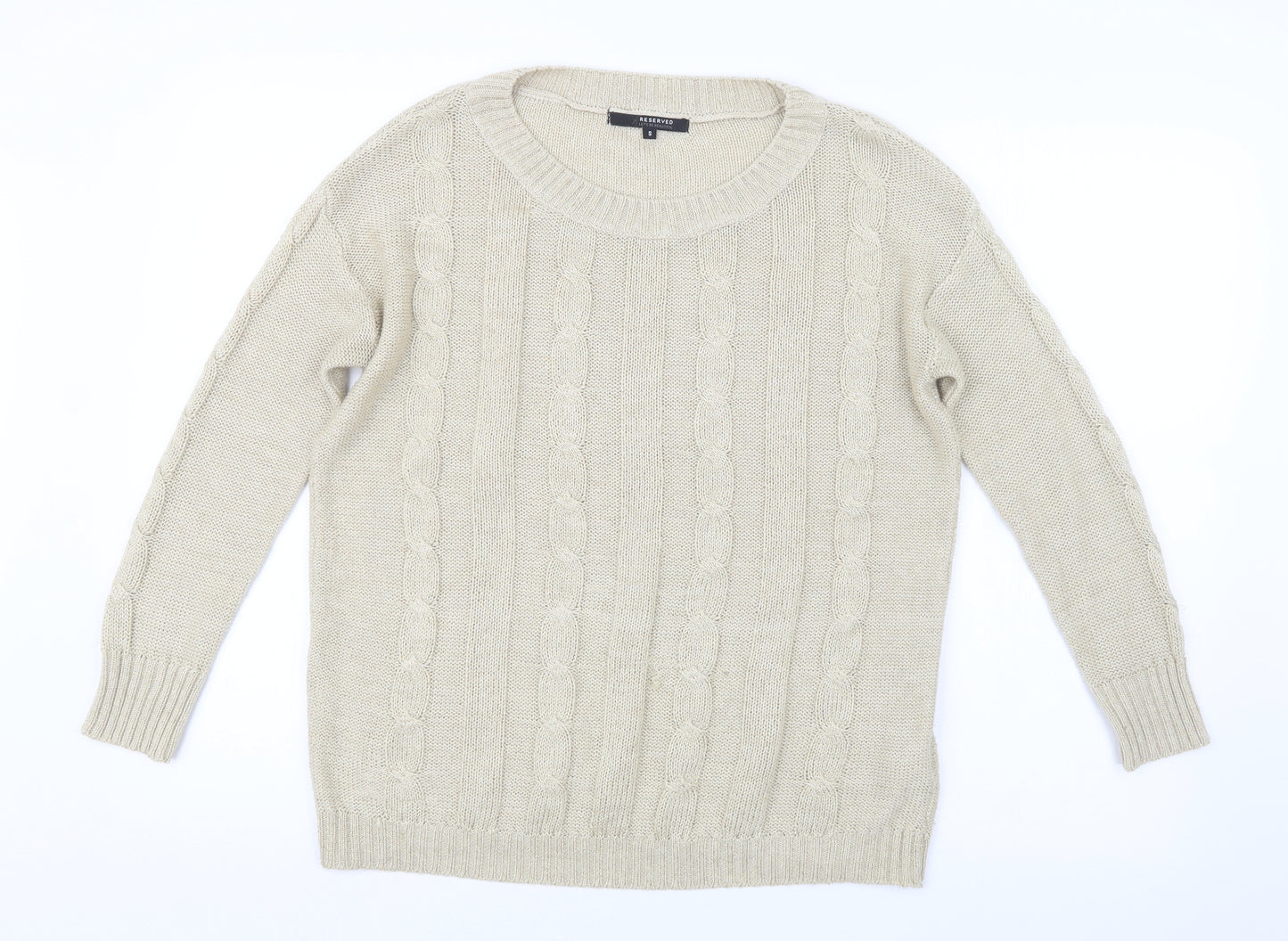 RESERVED Womens Beige  Knit Pullover Jumper Size S