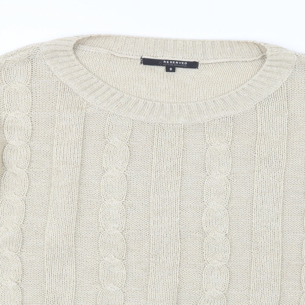 RESERVED Womens Beige  Knit Pullover Jumper Size S