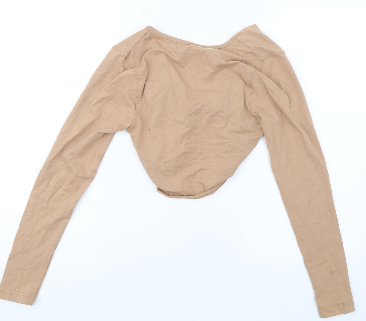 PRETTYLITTLETHING Womens Beige   Cropped T-Shirt Size 8