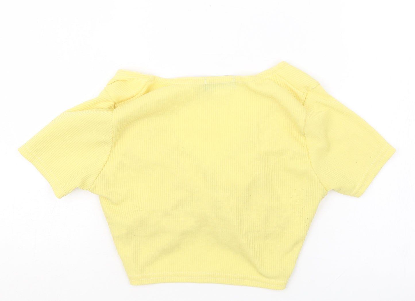 PRETTYLITTLETHING Womens Yellow   Cropped T-Shirt Size 8