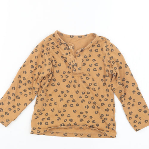 TU Girls Brown Animal Print  Basic T-Shirt Size 12-18 Months