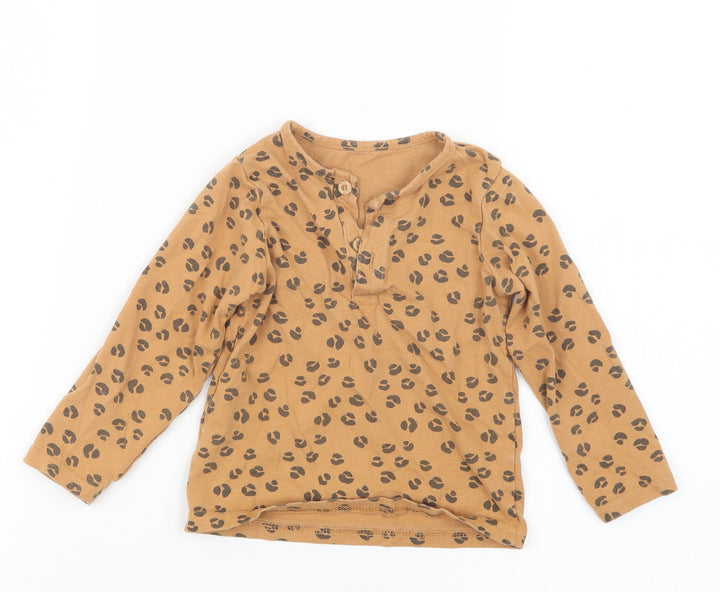 TU Girls Brown Animal Print  Basic T-Shirt Size 12-18 Months