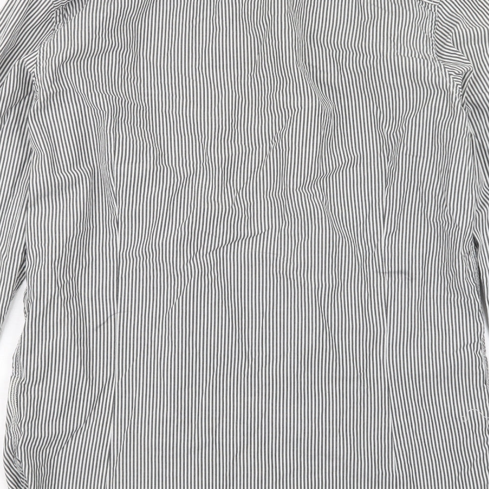 Diesel Mens Grey Striped   Button-Up Size L