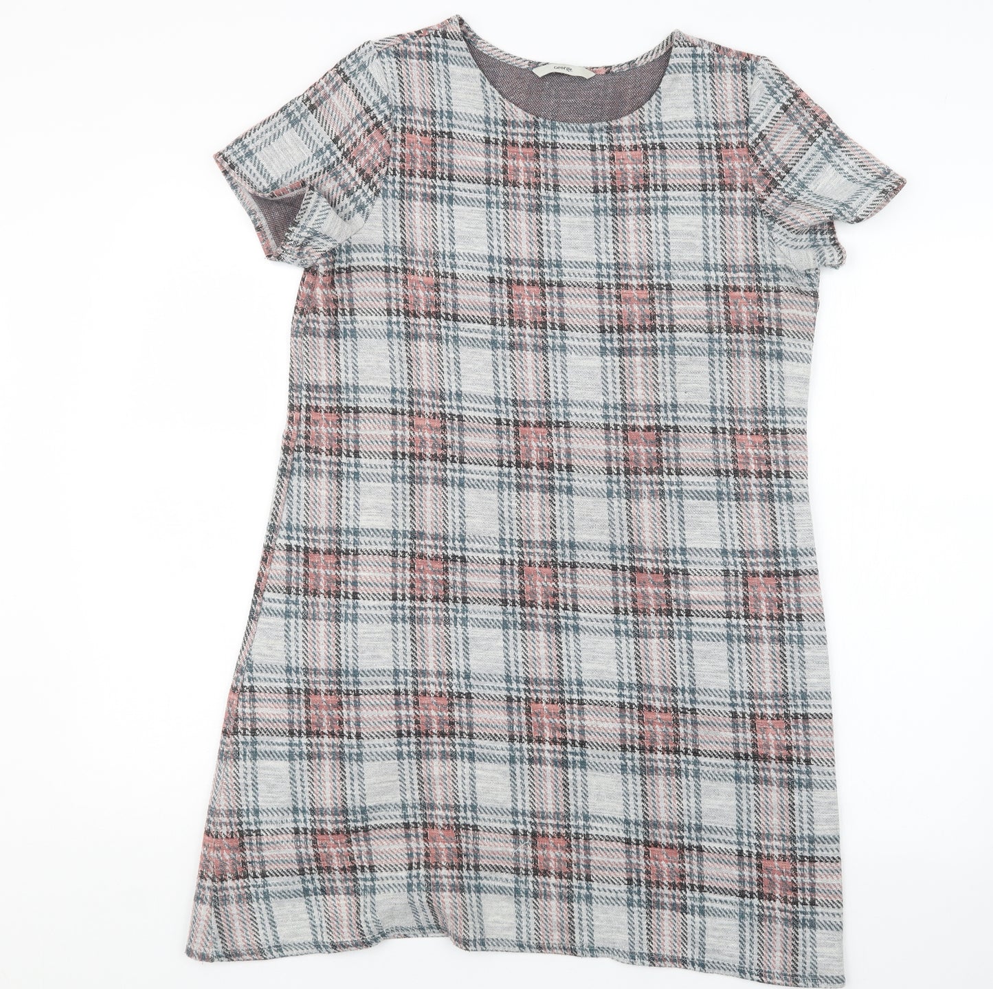 George Womens Grey Check  T-Shirt Dress  Size 12