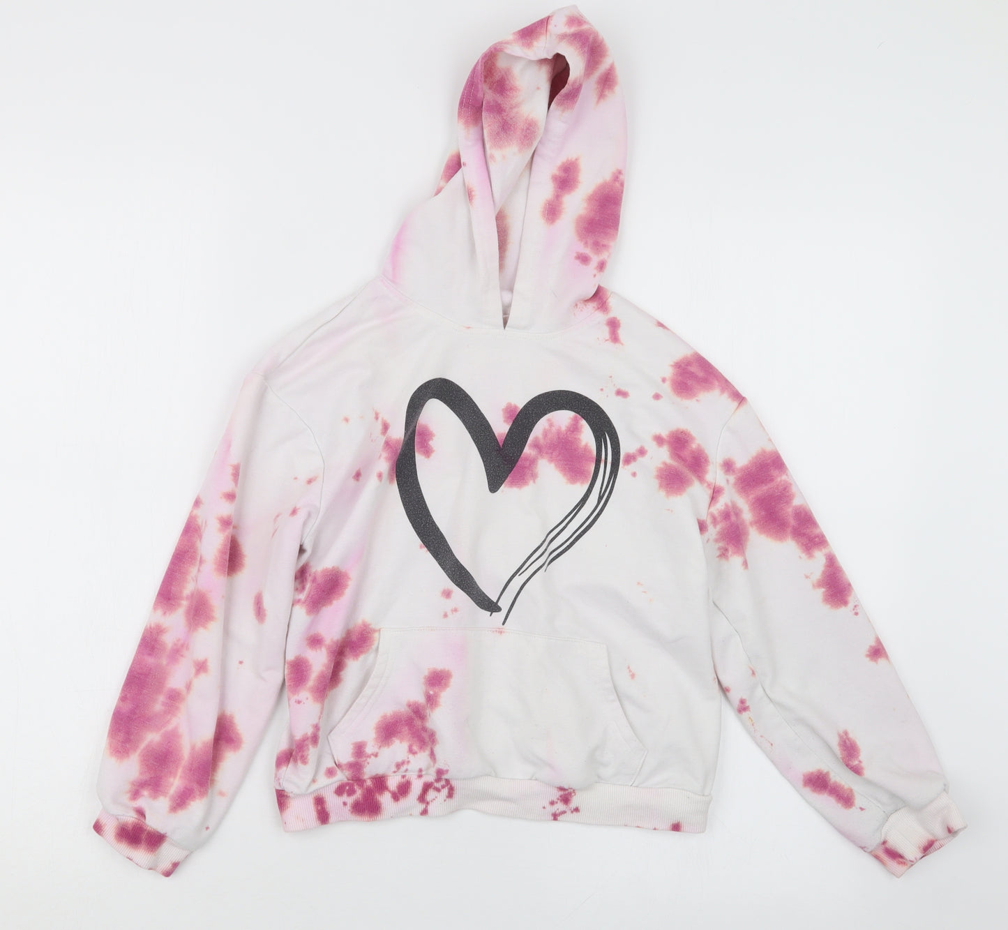 SheIn Girls Pink Geometric  Pullover Hoodie Size 9 Years
