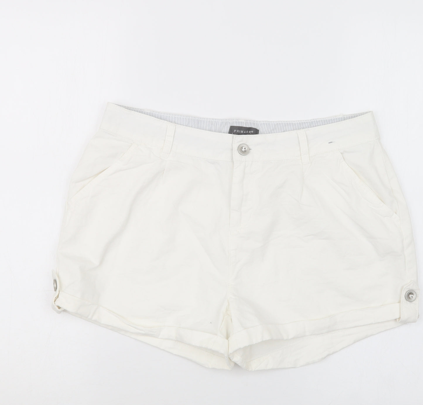 Primark Womens White   Boyfriend Shorts Size 12