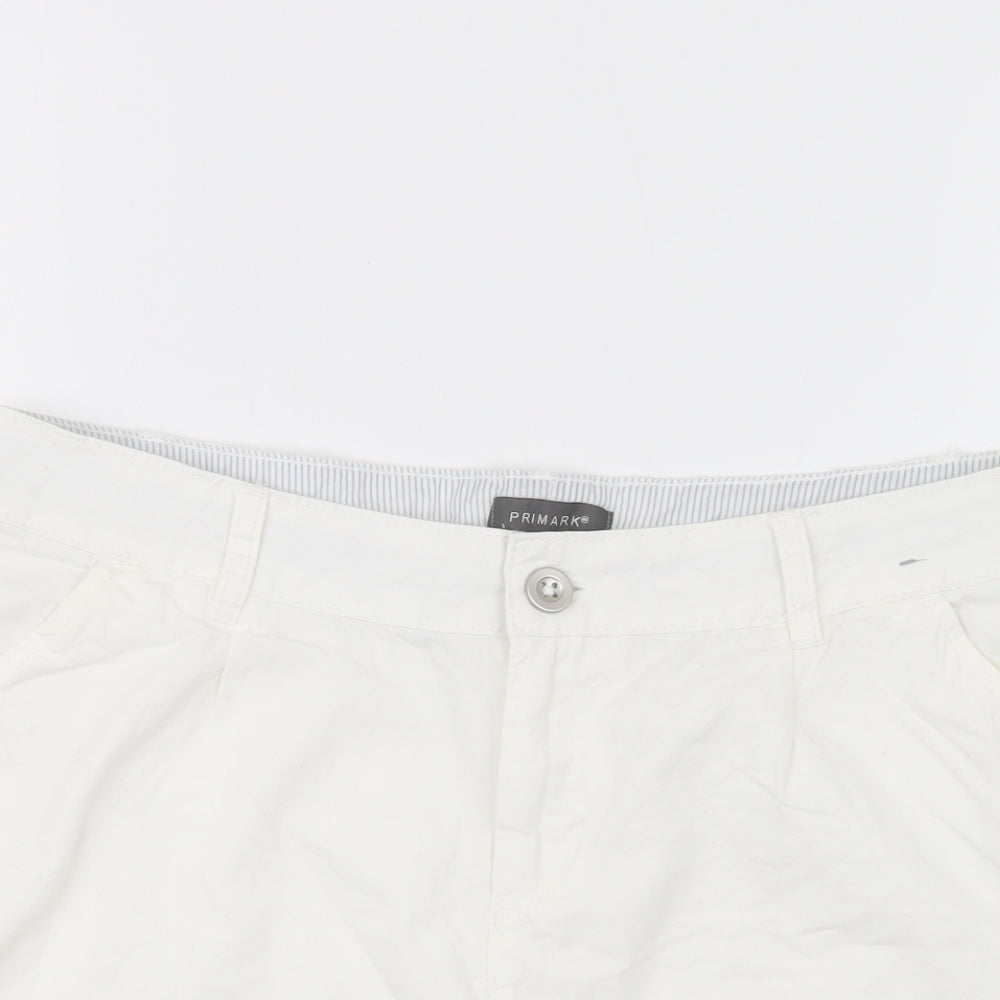 Primark Womens White   Boyfriend Shorts Size 12