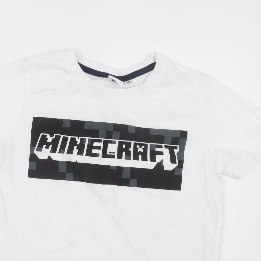 Minecraft Boys White   Basic T-Shirt Size 11-12 Years  - Minecraft