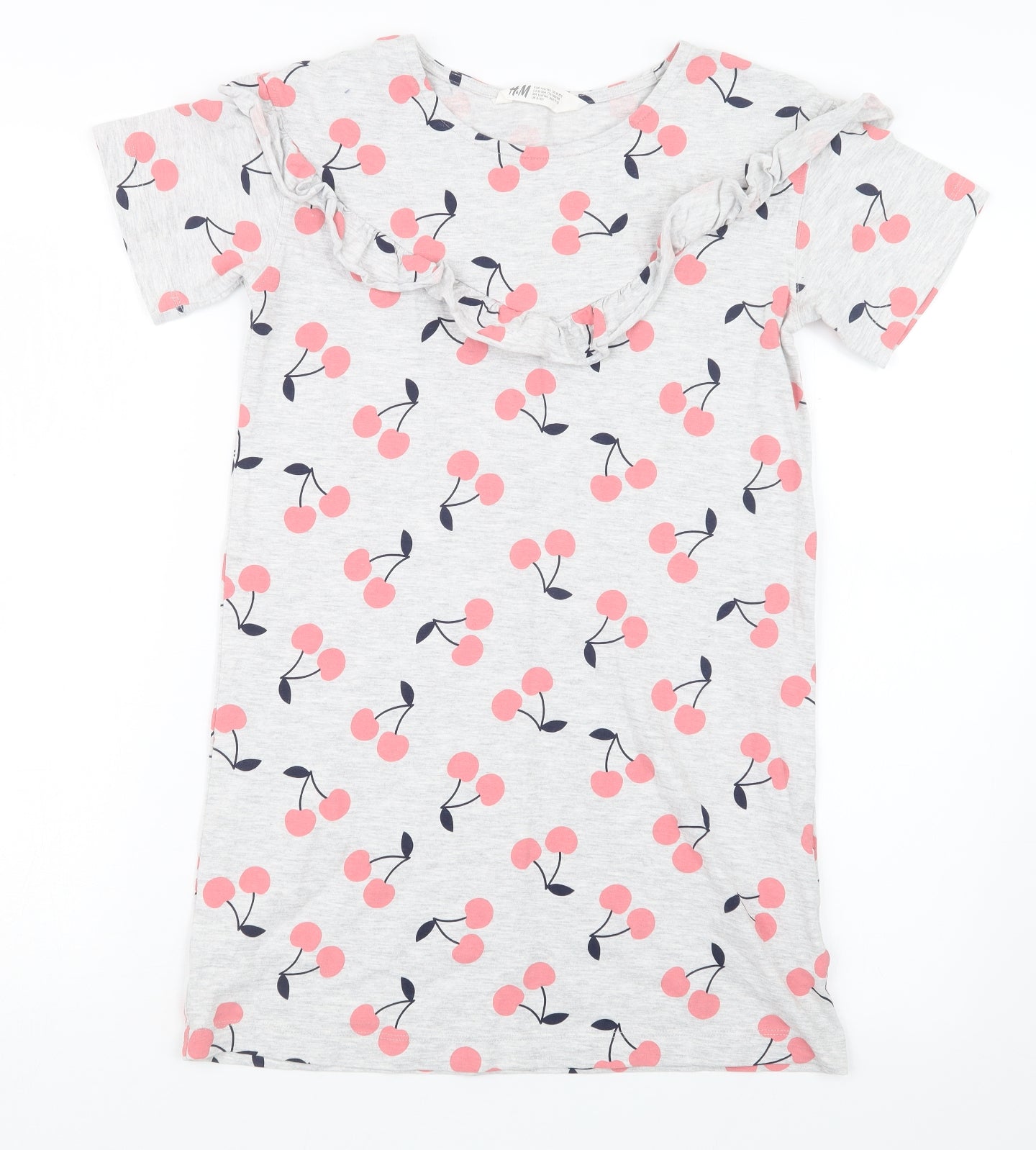 H&M Girls Grey Geometric  Basic T-Shirt Size 8-9 Years  - Long