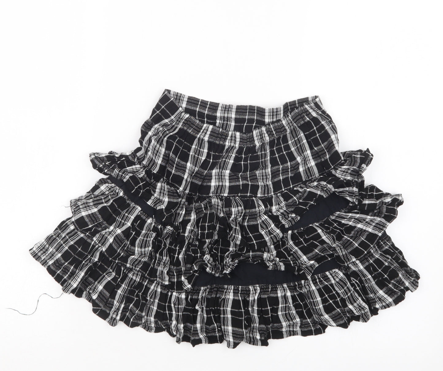F&F Girls Black Check  A-Line Skirt Size 9-10 Years