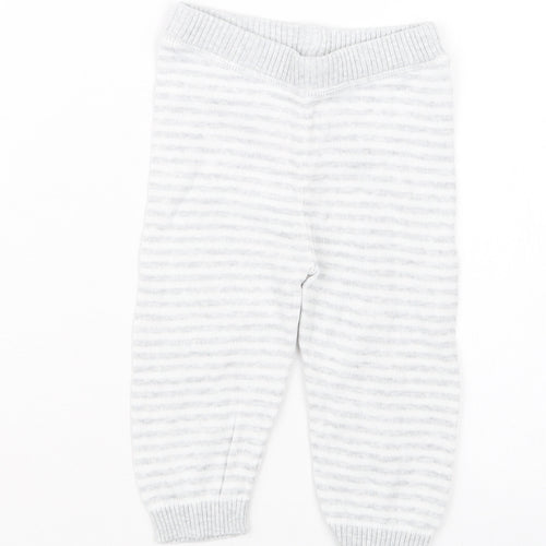 Marks and Spencer Baby Grey Striped Knit Capri Trousers Size 6-9 Months