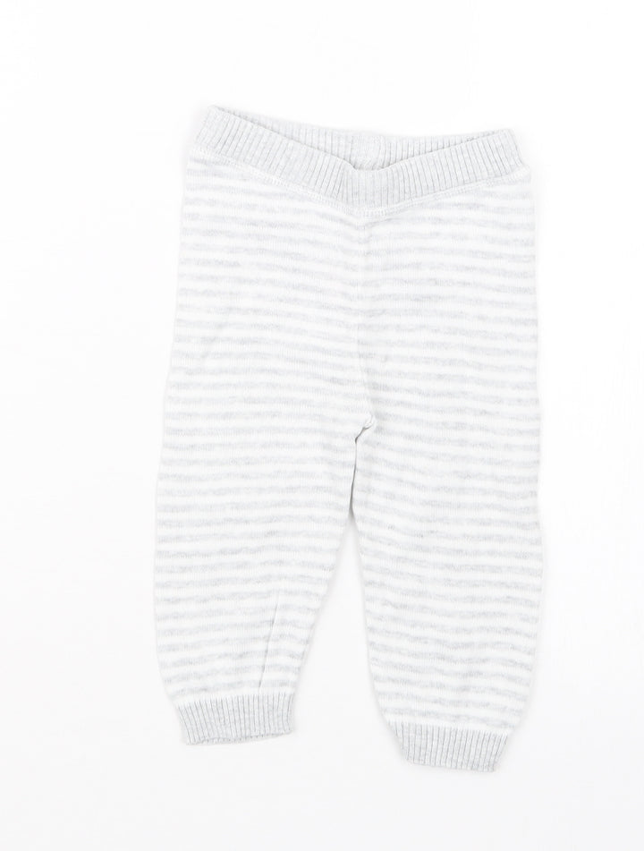 Marks and Spencer Baby Grey Striped Knit Capri Trousers Size 6-9 Months