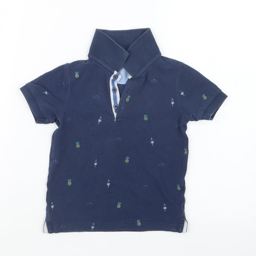 Marks and Spencer Boys Blue Geometric  Basic Polo Size 2-3 Years