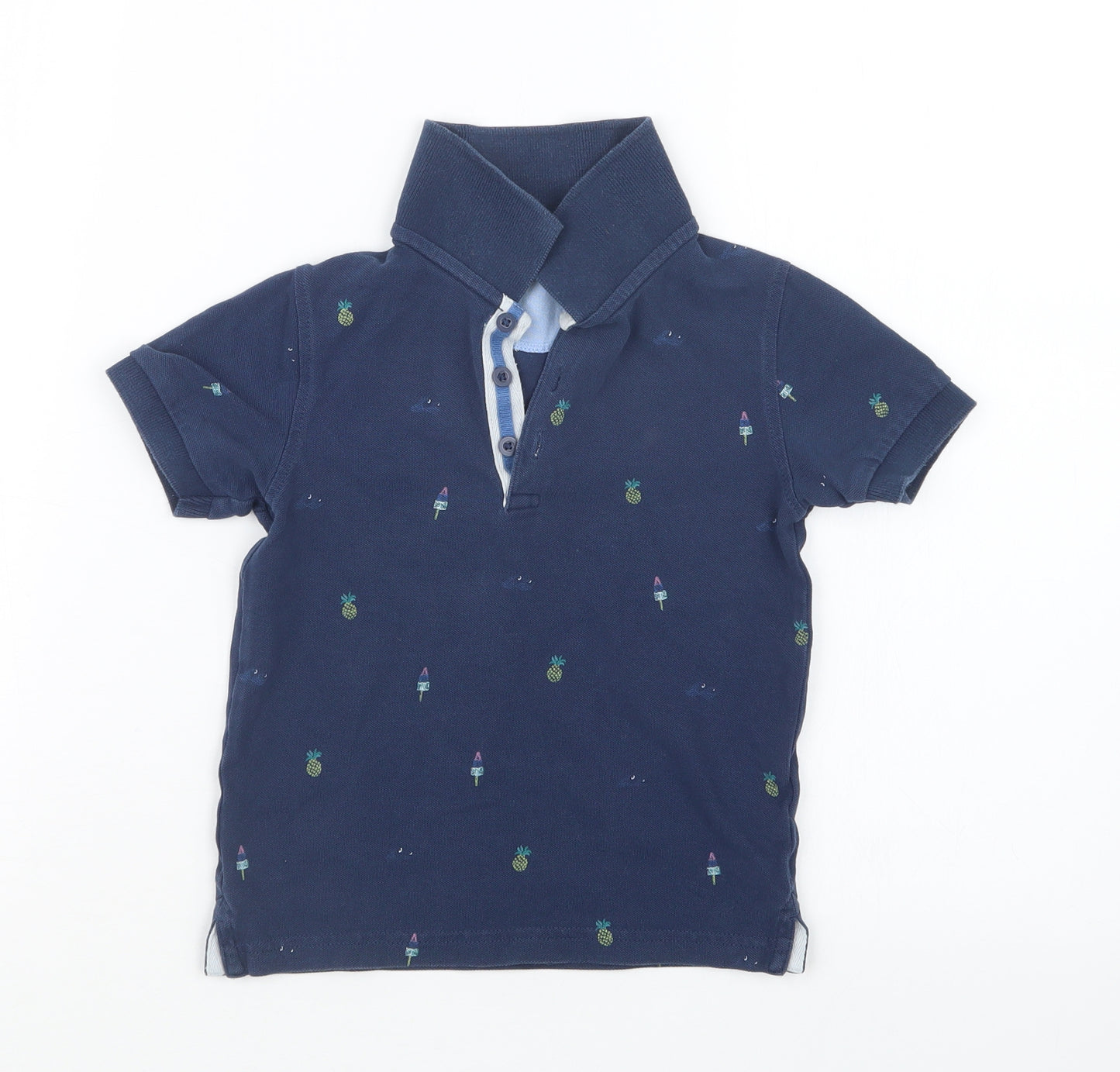 Marks and Spencer Boys Blue Geometric  Basic Polo Size 2-3 Years