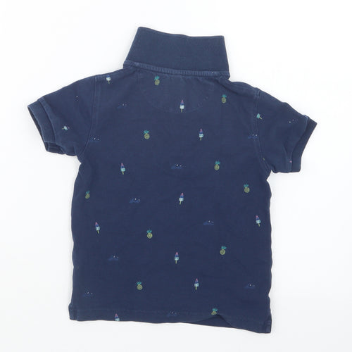 Marks and Spencer Boys Blue Geometric  Basic Polo Size 2-3 Years