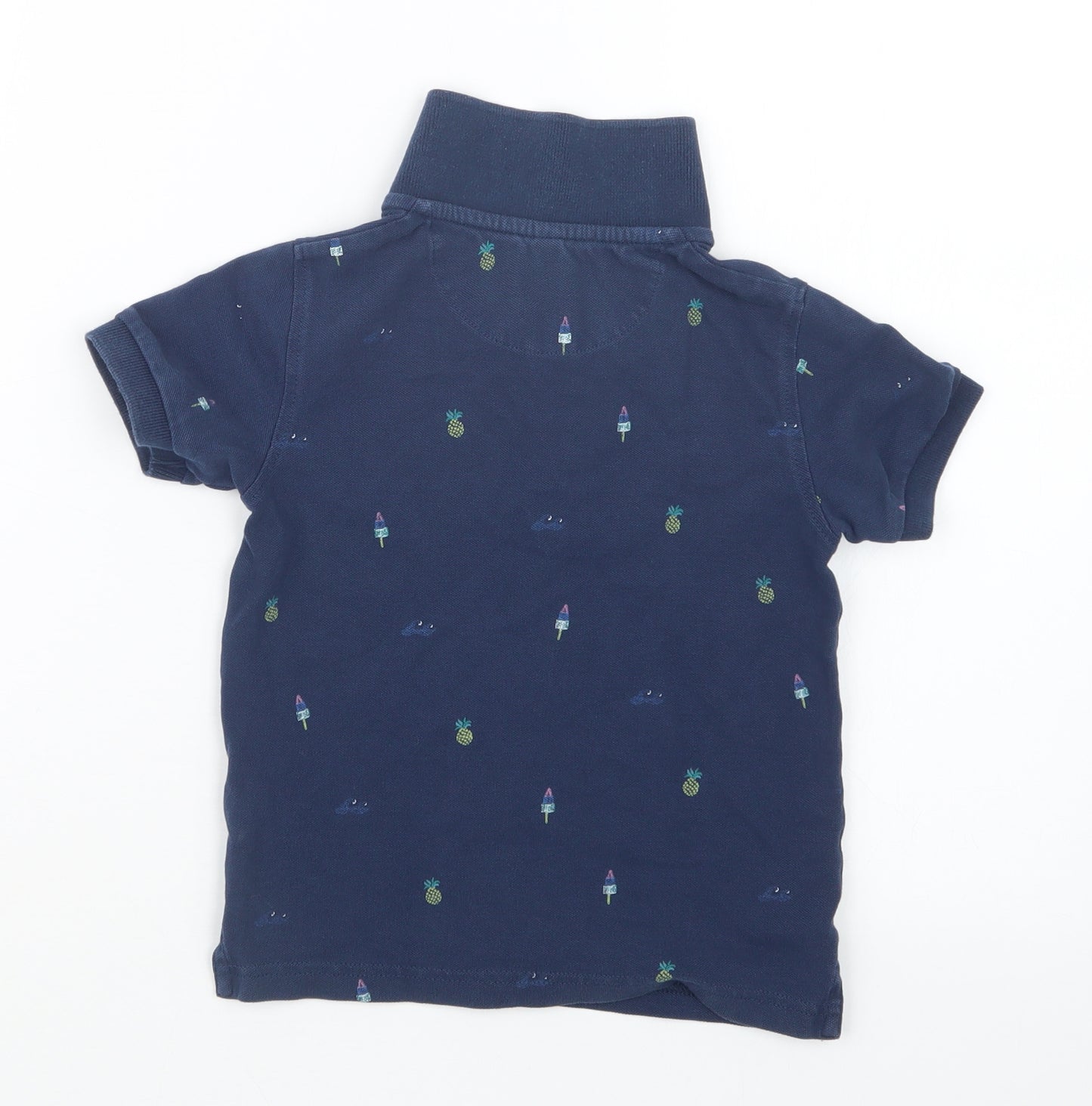 Marks and Spencer Boys Blue Geometric  Basic Polo Size 2-3 Years