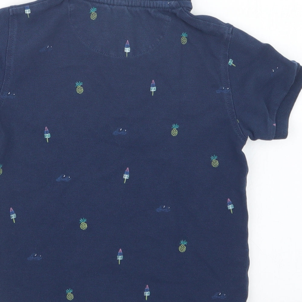 Marks and Spencer Boys Blue Geometric  Basic Polo Size 2-3 Years