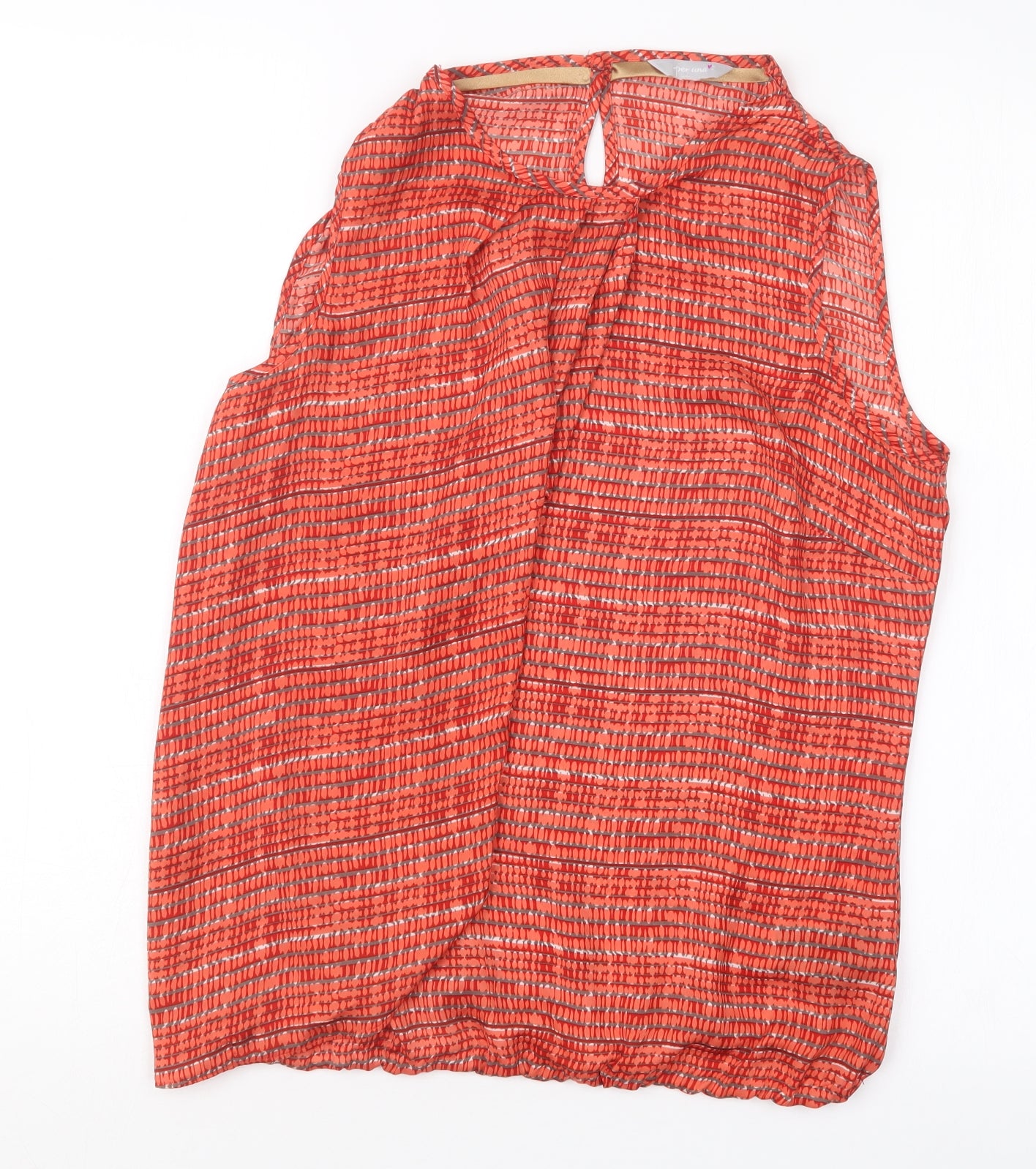 Per Una Womens Red Geometric  Basic Blouse Size 12