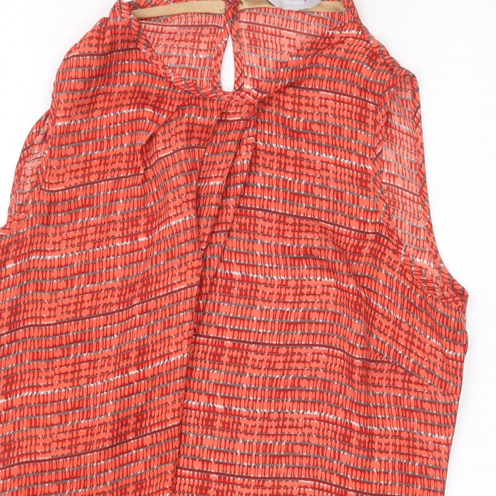 Per Una Womens Red Geometric  Basic Blouse Size 12