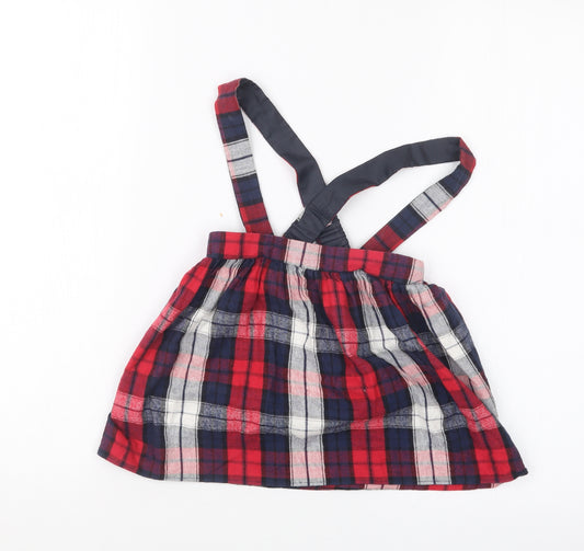 Front view of George girls’ red check a-line skirt, size 2-3, years