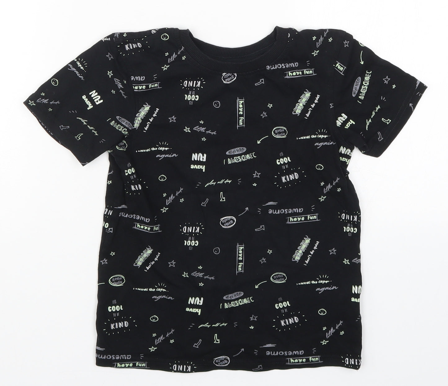 George Boys Black   Basic T-Shirt Size 6-7 Years  - Be Kind Have Fun Awesome