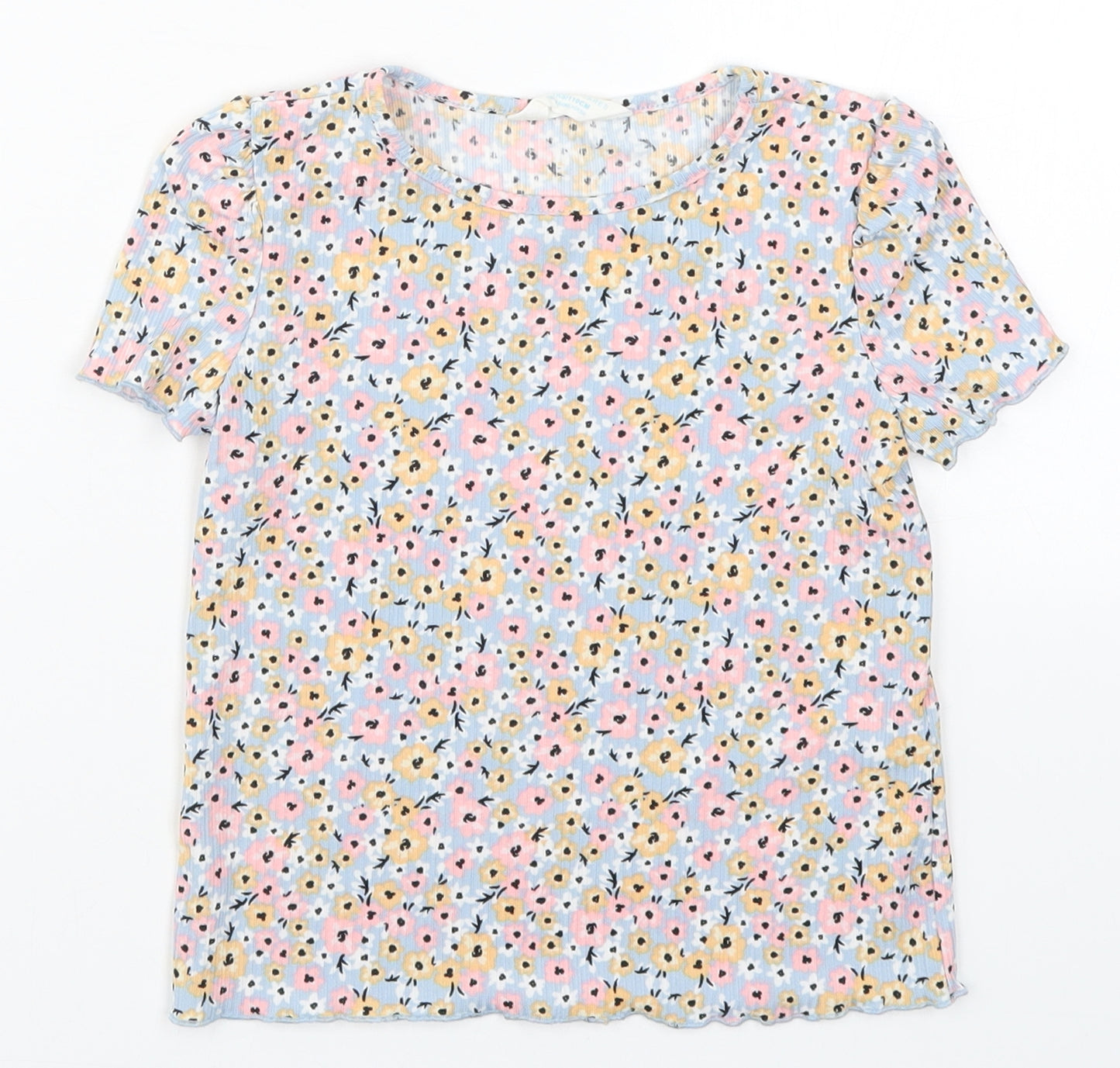 Primark Girls Multicoloured Floral  Basic T-Shirt Size 4-5 Years
