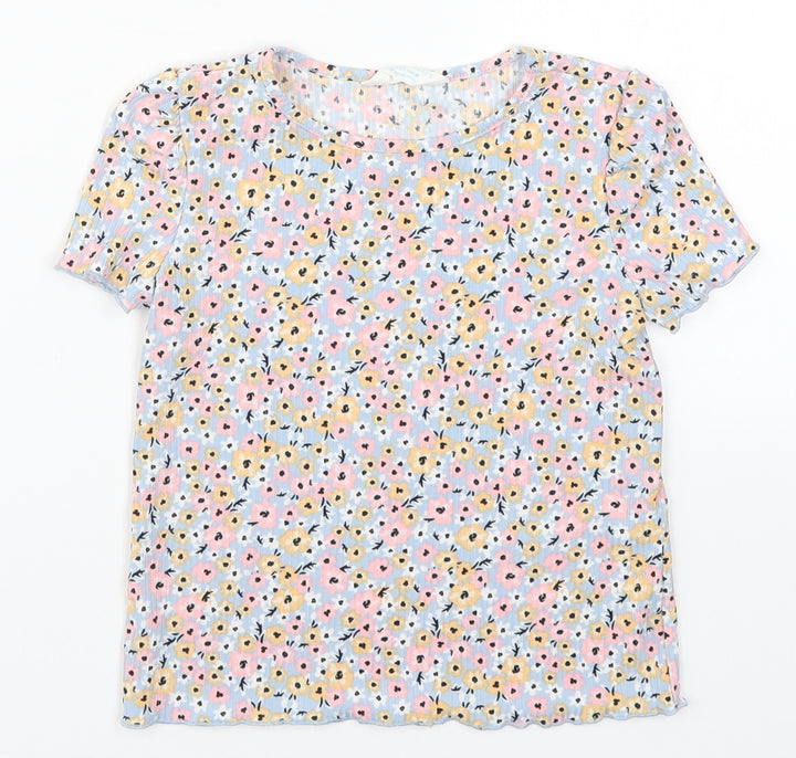 Primark Girls Multicoloured Floral  Basic T-Shirt Size 4-5 Years