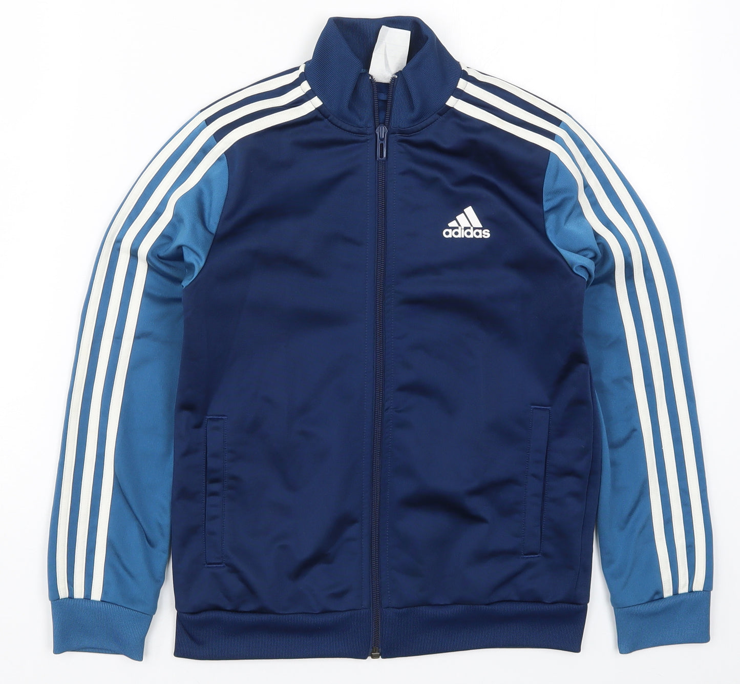 adidas Boys Blue Striped  Full Zip Sweatshirt Size 9-10 Years