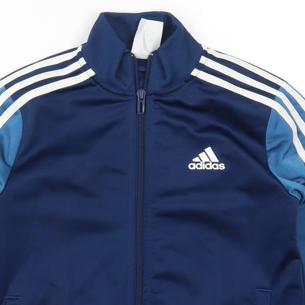 adidas Boys Blue Striped  Full Zip Sweatshirt Size 9-10 Years