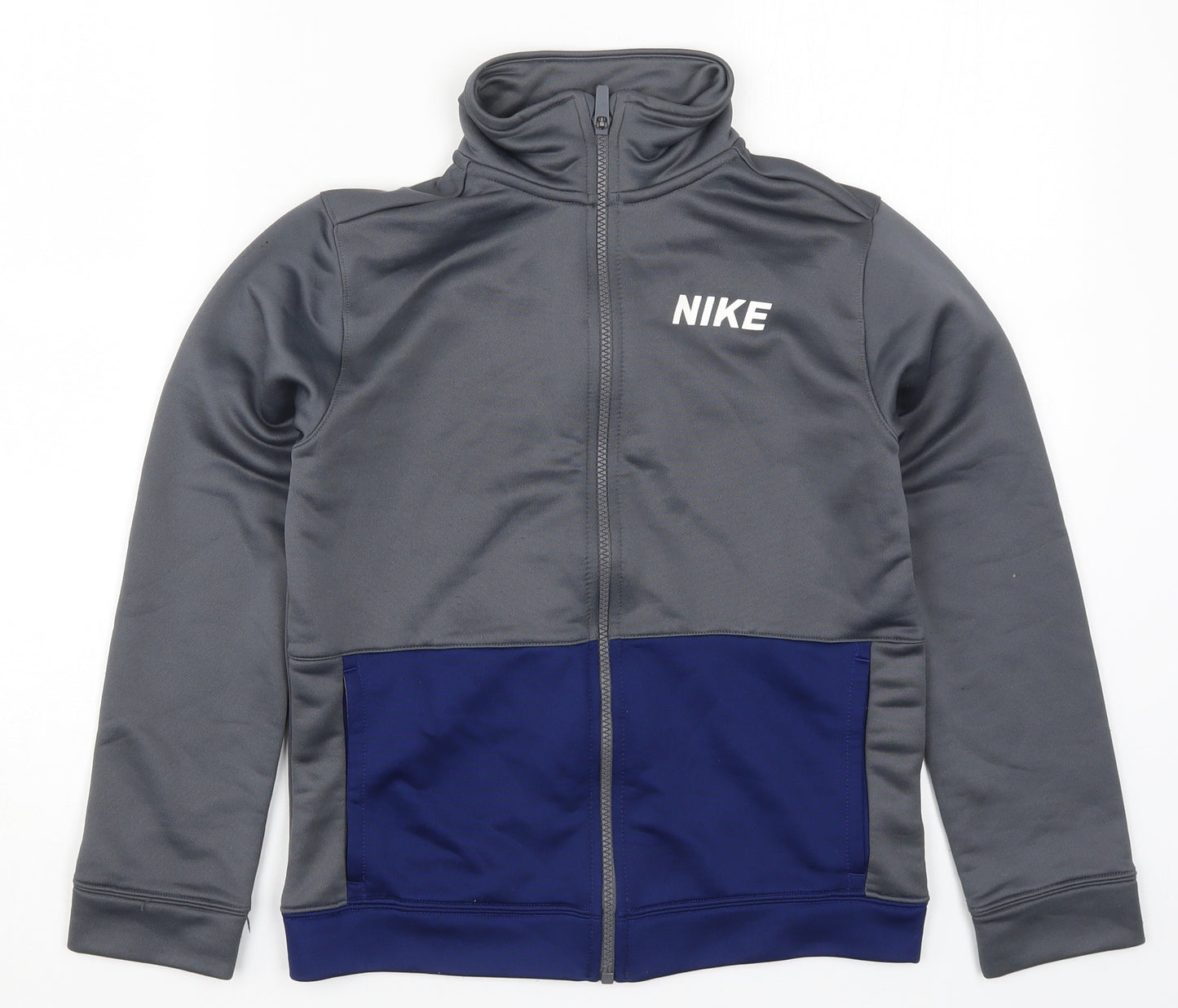 Nike Boys Grey Colourblock  Full Zip Sweatshirt Size 10-11 Years  - Blue