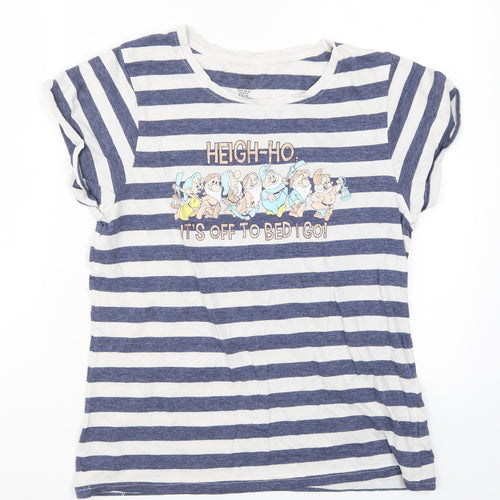 Primark Womens Blue Striped  Top Pyjama Top Size 10  - Hey Ho Hey Ho It's Off to Bed I Go? 7 Dwarves