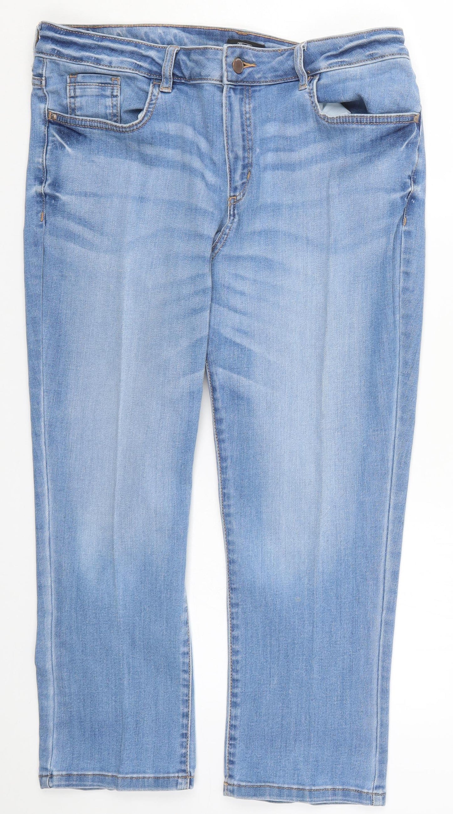 F&F Womens Blue  Denim Cropped Jeans Size 18 L23 in