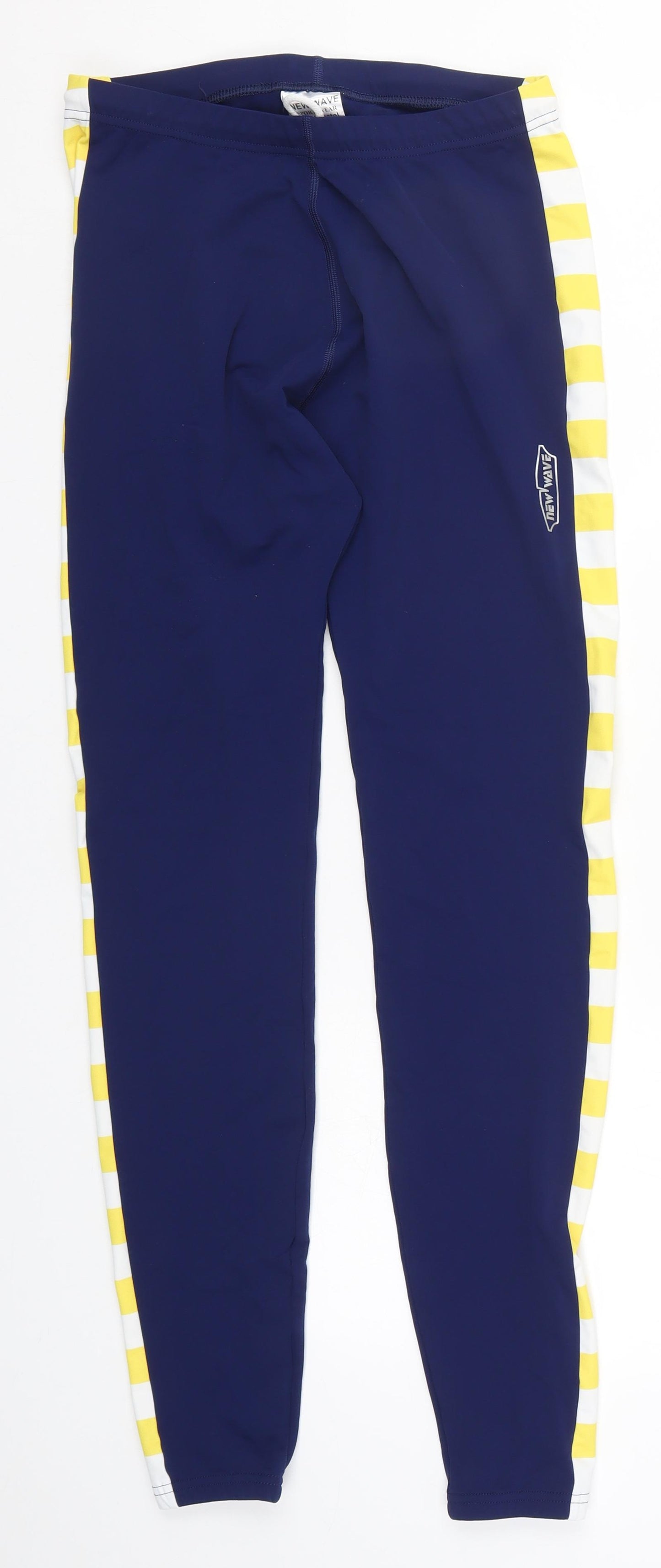New Wave Womens Blue Striped  Carrot Leggings Size 26 in L28 in - Yellow Side Stripes