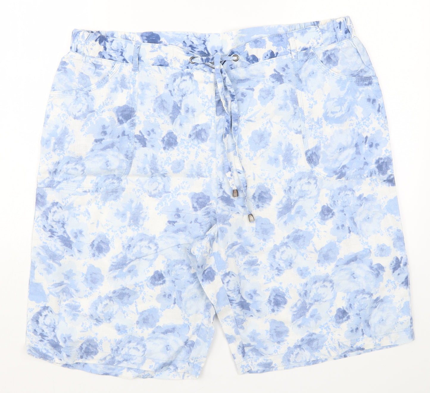 Preworn Womens Blue Floral  Bermuda Shorts Size 38 in