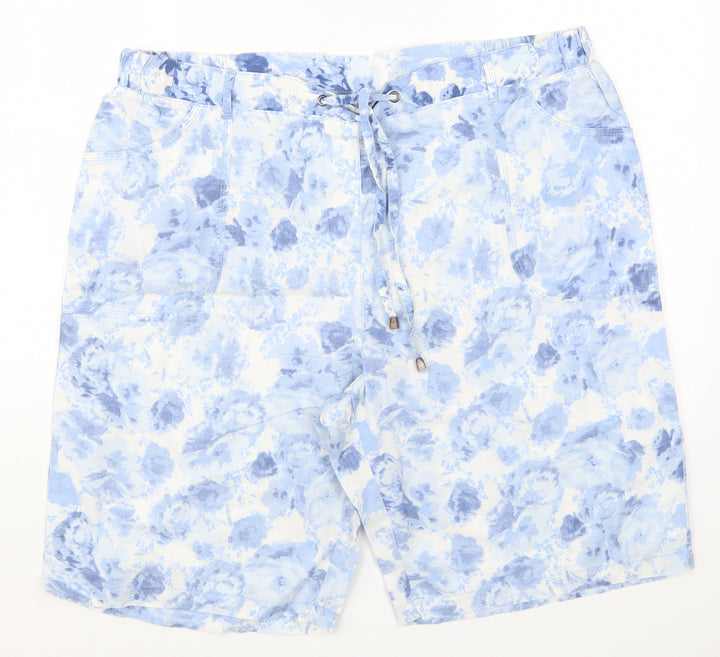 Preworn Womens Blue Floral  Bermuda Shorts Size 38 in